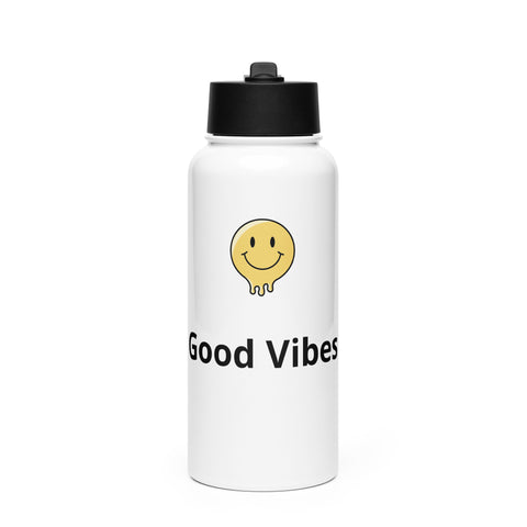 Stainless steel water bottle with a straw lid