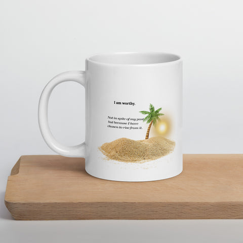 I am Worthy- Sunrise Palm Mug