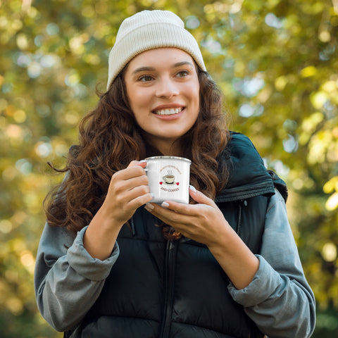 I'm Fueled By Happy Thoughts and Coffee- Enamel Mug