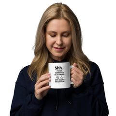 ☕ Shh… I’m in a Committed Relationship with Silence and Caffeine Mug-White glossy mug